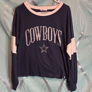 Cowboys Long Sleeve Tee - Navy and Cream